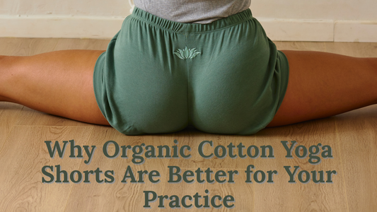Iyengar yoga student wearing Green organic cotton Pune yoga shorts in Split