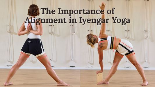 Students in Organic Cotton Iyengar Yoga Shorts in warrior poses highlighting alighnment