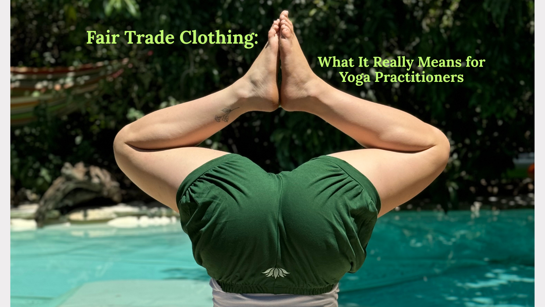 Headstand by a pool in green organic cotton yoga shorts