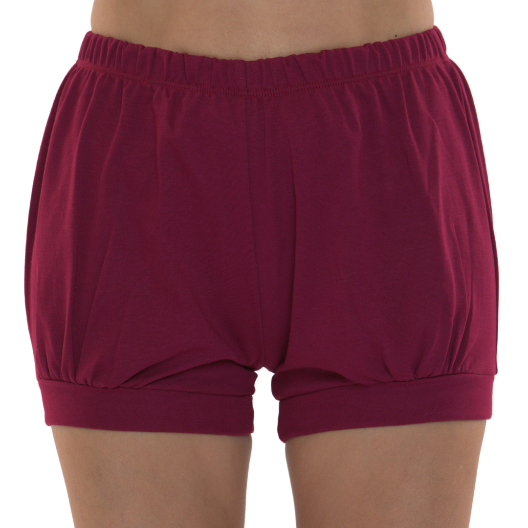Iyengar Yoga Pune Chic Yoga Shorts Merlot Red Bordeaux Malaika Padma